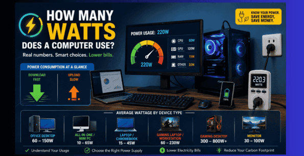 How Many Watts Does a Computer Use? Complete Power Guide 2026